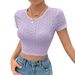 Voya Women's 2026 Spring/Summer New Solid Color Hollow Out Sexy Spicy Girl Open Navel Knitted Top_ecoleips.com