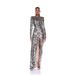 New Women's Sexy Backless Long Sleeve Sequin Slit Fashion Slim Evening Dress_ecoleips.com