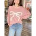 Women's Bow Brocade Sweater Autumn And Winter Lazy Style Loose And Warm Comfortable Pullover Knitwear_ecoleips.com