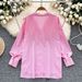 Women's Classic Striped Button-Down Shirt Versatile Crew Neck Blouse Long Sleeves Pink Black Yellow Light Blue Khaki Navy_ecoleips.com