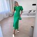 women's summer new round neck bubble short sleeve dress fashionable and elegant slim high waist long skirt female_ecoleips.com