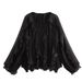 Women's Clothing Summer New Fashion Lapel Ruffles Loose Bow Long-sleeved Shirt Tops_ecoleips.com