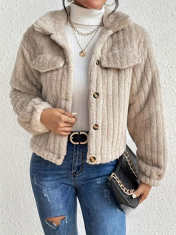 Oversized Lapel Coat For Women – Lightweight Double-Faced Polyester Jacket (XS-XL, Beige) | Fall/Winter Minimalist Streetwear_ecoleips.com