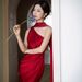 Red One Shoulder Engagement Dress New Chinese Style Bridal Morning Robe Luxury Unique Wedding Toast Women's Party Wear_ecoleips.com