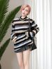 girl 2025 New Cross-Border Round Neck Color Block Striped Design Sweater Autumn Winter Long Sleeve Fashionable Top Export_ecoleips.com