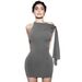 European And American Style Women's Summer Dress Solid Color Tassel Detail Sleeveless Asymmetrical Bodycon 2025 New Fashion_ecoleips.com