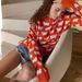 Crew Neck Alpaca Printed Sweater Autumn And Winter New Women's Loose Casual Crew Neck Sweater Jumper_ecoleips.com