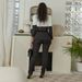 Women's Clothing Green Collar Suit Contrast Color Stitching Casual Two Piece Set_ecoleips.com