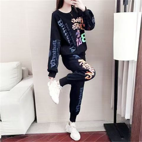 Women's Oversized Lounge Set – Trendy Streetwear Hoodie & Jogger Pants (S-2XL, Black/White) | Korean-Inspired Dancewear_ecoleips.com