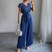Women's Clothing Simple Fashion Style Deep V High End Wide Leg Jumpsuit Women's Clothing Spring And Summer_ecoleips.com