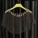 K Sequined Lace Shawl Sequined Short Jacket Paired With Skirt Solid Color Blouse_ecoleips.com