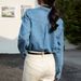 Women's Clothing New Spring Style Blue Jacket Loose Shoulder Style Layered French Shirt Long Sleeves_ecoleips.com