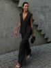 Women's Clothing Cotton V Neck Sleeveless Top Vest Trousers Suit Pure Color Temperament Commuter Two Piece Suit_ecoleips.com