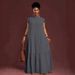 Women's plus Size Loose Fit Dress European American Summer New Style Solid Color Ruffle Sleeve_ecoleips.com