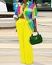 Women's Clothing 2024 Autumn Winter New Sleeve Shirt Printed Long Pants Two Piece Set_ecoleips.com