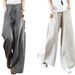 Suitable For All Seasons Cotton Loose Wide-Leg High-Waist Floor-Length Straight-Leg Trousers Linen Women's Pants_ecoleips.com