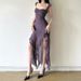 European And American Style 2024 Spring/summer New Women's Sexy Strapless Bustier Slit Bodycon Long Dress_ecoleips.com