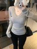 Women's Clothing Twist V Neck Knitted Bottoming Shirt Korean Style Yellow Cable Knit V-Neck Sweater Women's Autumn Winter Sweet & Spicy Short Top_ecoleips.com