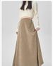 Maternity A-Line Maxi Skirt – Winter Pregnancy Outfit (Black/Khaki/Charcoal, Polyester-Spandex Blend, Plus Size Friendly, No Maternity Band)_ecoleips.com