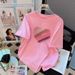 Summer New Style Women's White T-Shirt Heart Shaped Crew Neck Short Sleeve Fashionable Versatile Loose Fit Stylish Design_ecoleips.com