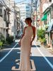 New Women's Halter Neck Backless Lace-Up Ruffled Long Dress Vacation Lace Dress_ecoleips.com