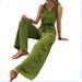 Women's V-Neck Sleeveless Jumpsuit European And American Style Wide Leg Long Pants Twist Vest Design New Export 2025_ecoleips.com