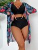 Women's sexy high-end multi-color sexy printed bikini BIKINI three-piece women's swimsuit_ecoleips.com
