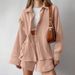 Crepe Cotton Trim Long Sleeve Shorts Loose Wearable Pajama Set European And American Autumn Cross-Border Homewear_ecoleips.com