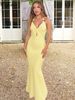 Hugcitar Women'S Elegant Halter V Neck Solid Ruched Sexy Backless Lace Up Maxi Dress Summer Vacation Clothes Birthday Party_ecoleips.com
