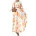 Women's Clothing Flower Shawl Sleeve Design Belt Long Temperament Elegant Dress_ecoleips.com
