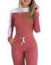Women's Clothing new outdoor sports color matching long sleeved trousers comfortable casual suit for women_ecoleips.com