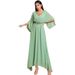 Women's Clothing Solid Color Elegant Swing V Neck Dress_ecoleips.com