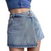 plus Size Women's Summer High-Waisted A-Line Skirt Short Length Slimming Versatile Anti-Exposure Irregular Denim Skirt_ecoleips.com