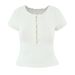 Ins Summer New Sweet Spice Girl Style Retro Pearl Henry Collar One-word Shoulder Versatile Slim-fit Top_ecoleips.com