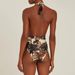 Women's Clothing Swimsuit New Style Deep V Halter Neck Retro Print One Piece Swimsuit Suit Female_ecoleips.com
