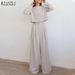 Women's Loose Two-Piece Suit Solid Color Long Sleeved Casual Wide Leg Pants Autumn Winter European American Style Clothing_ecoleips.com