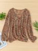 Women Tie Front Hollow Out Knit Cardigan Loose Flare Long Sleeve Ribbed Texture Lightweight Breathable Skin-friendly Sheer Cover Up_ecoleips.com