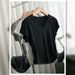 V-neck Front Shoulder Short-sleeved T-shirt Women's Slim-fit Design Bottoming Shirt Pleated Curved Hem Top_ecoleips.com