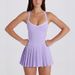 Women's Sports Running Skirt Set with Padded Bra Pleated Skirt And Leggings Anti-Exposure Quick Drying Breathable Tennis Outfit_ecoleips.com