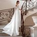 Elegant Light Wedding Dress V-Neck Long Sleeve Bridal Gown with Small Train for Party Engagement Photoshoot_ecoleips.com