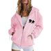 Women's Cute Puppy Zip Up Hoodie Girly Sweatshirt With Pocket Jacket Coat Print Casual Long Sleeve Top_ecoleips.com