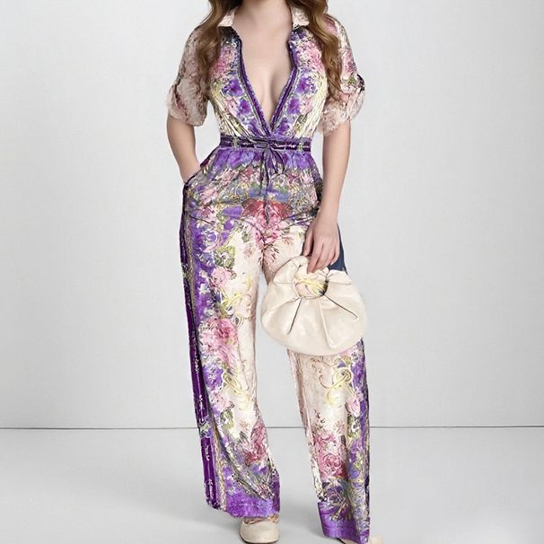 Women's Floral Print Jumpsuit – Sleeveless, High-Waisted & Slimming For Spring Elegance_ecoleips.com