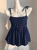 Women's Polka Dot Crop Cami With Spaghetti Straps And Flared Hem Polka Dot Camisole Babydoll Top Babydoll Tops Polkadot Top Cute_ecoleips.com