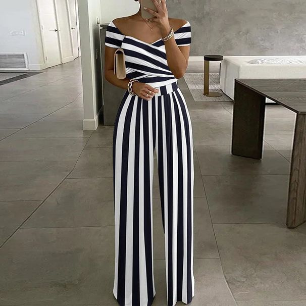 2025 New European And American Women's Jumpsuit Fashion Temperament Elegant Commuting Printed Wide Leg Ladies Jumpsuit Rompers_ecoleips.com