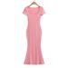 YPFF Trendy Women's Dress, European American Internet Celebrity Style, Pure And Sexy, Square Neck, Slim Fit, High Waist,_ecoleips.com