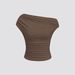 Y2k Off-Shoulder Ribbed Stretch Bodycon Top Women's Fashion Solid Color Casual Streetwear Tee Versatile Solid Colors_ecoleips.com