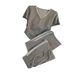 Women's Trendy Two Piece Set Minimalist Casual Sportswear Cross Border Slimming Wide Leg Pants Short Sleeved Top_ecoleips.com