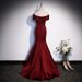 Burgundy Mermaid Evening For Women, Vocal Solo Performance, Music Exam, Toasting, Annual Meeting Host, Off-Shoulder_ecoleips.com