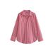 Women's European And American Style Striped Lapel Long Sleeve Loose Shirt Spring Autumn New Fashion Versatile Single Breasted Top_ecoleips.com