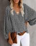 2025 New Spring Summer Autumn V-neck Casual Shirt Printed Lantern Sleeve Top Women's Clothing_ecoleips.com